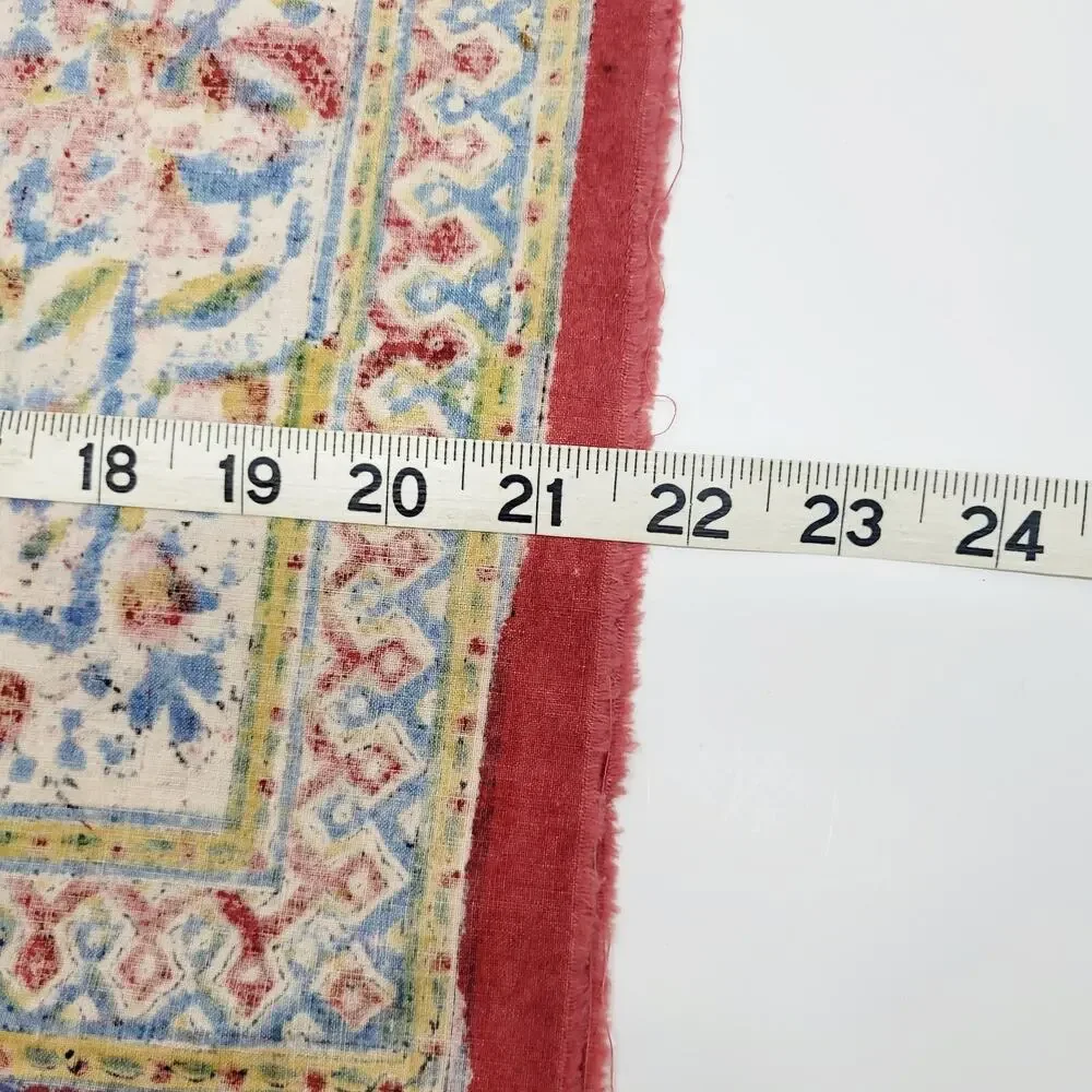 Vintage Turkish Red Maroon Mandala Flower Fabric Panels 4 Connected Turkey Made